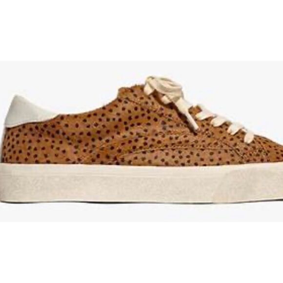 Madewell Sidewalk Low Top Spot Calf Hair Lace Up Sneakers Brwn Blck Sz W 7/M 5.5 - Picture 15 of 15